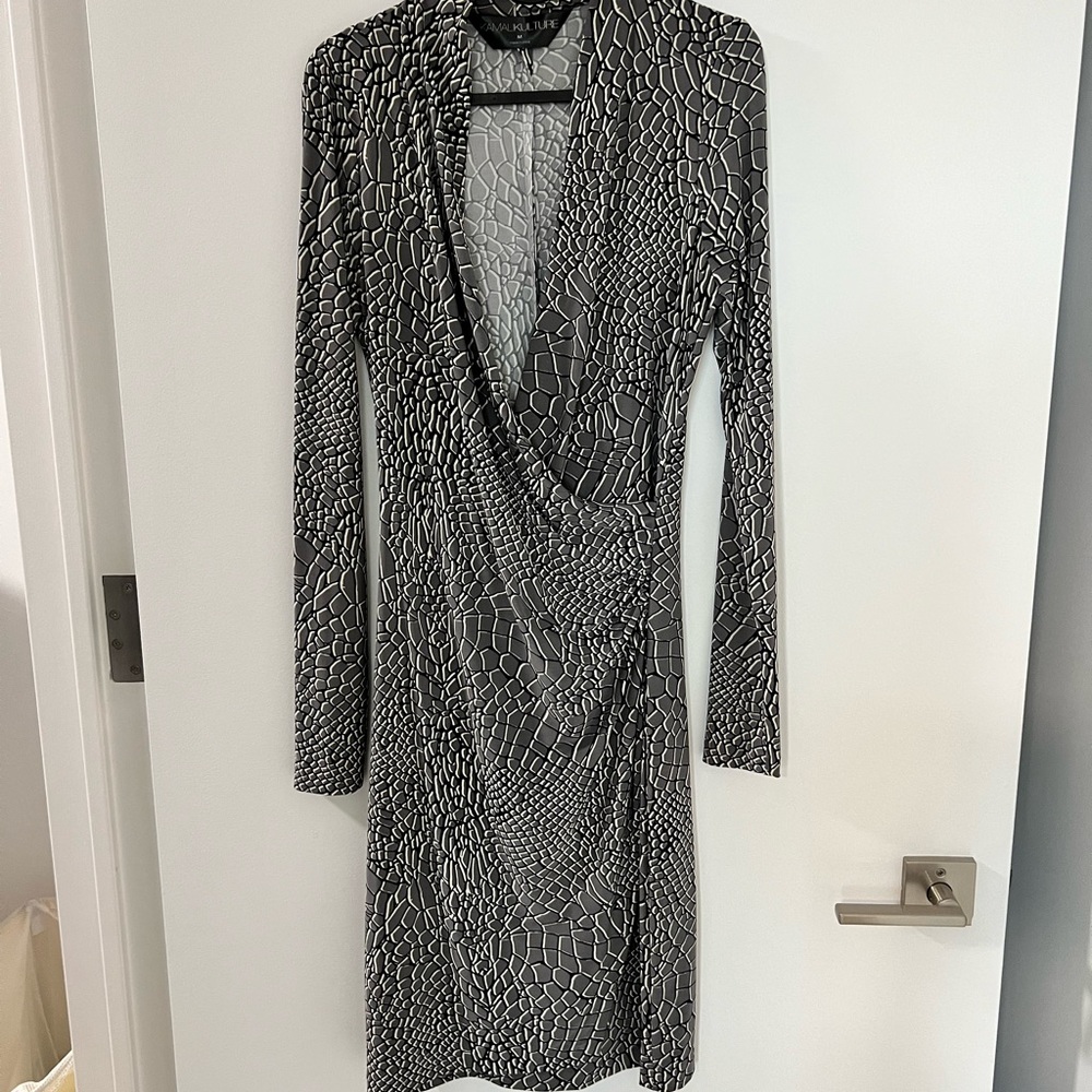 Norma Kamali Kamali kulture gray print dress Size Medium